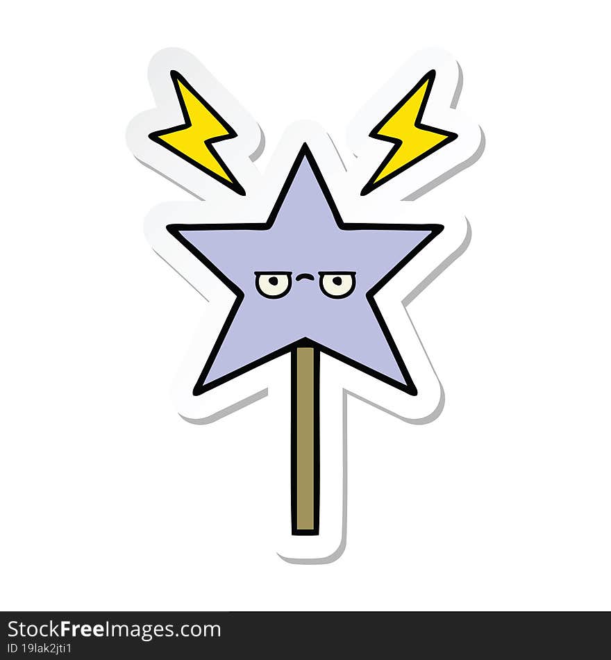 sticker of a cute cartoon magic wand