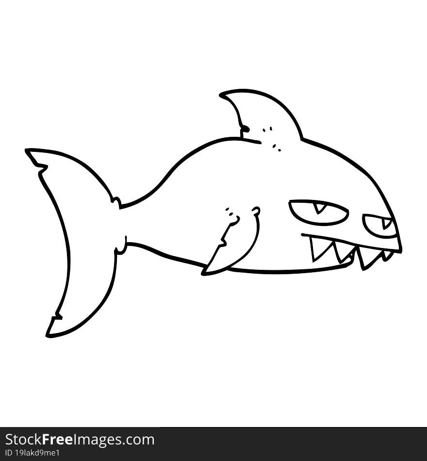 line drawing cartoon deadly shark