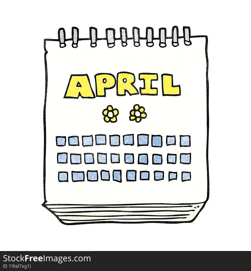 textured cartoon calendar showing month of April