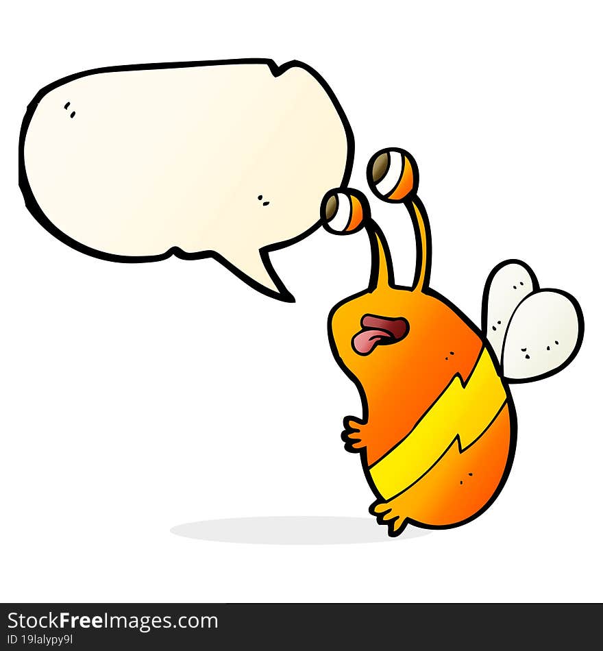 cartoon funny bee with speech bubble