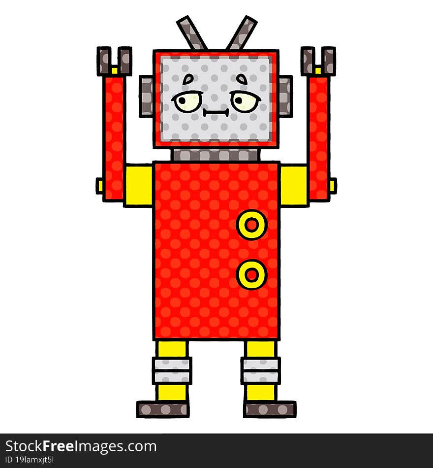 comic book style cartoon of a robot