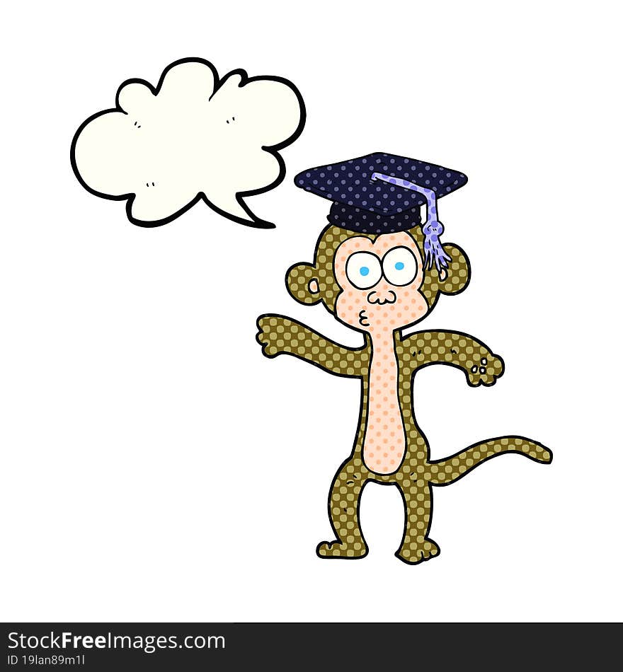 Comic Book Speech Bubble Cartoon Graduate Monkey