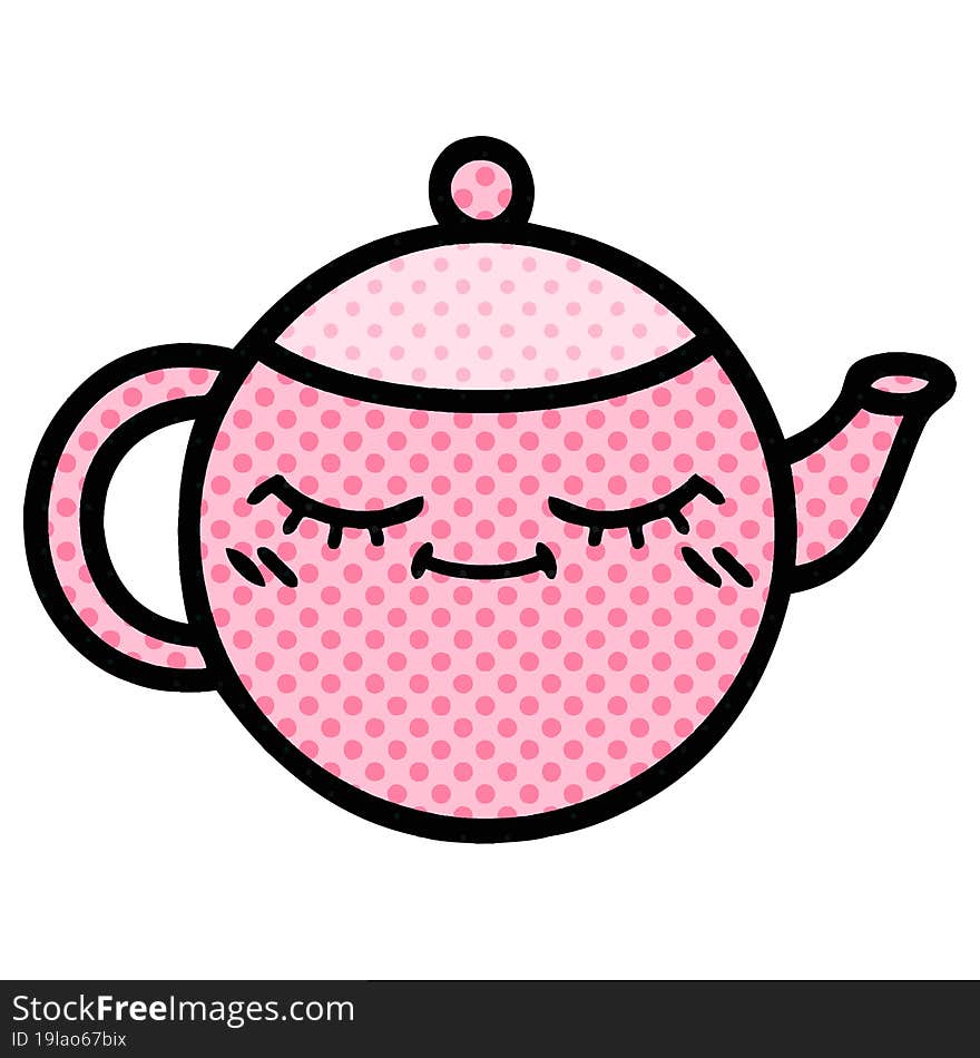 Comic Book Style Cartoon Teapot