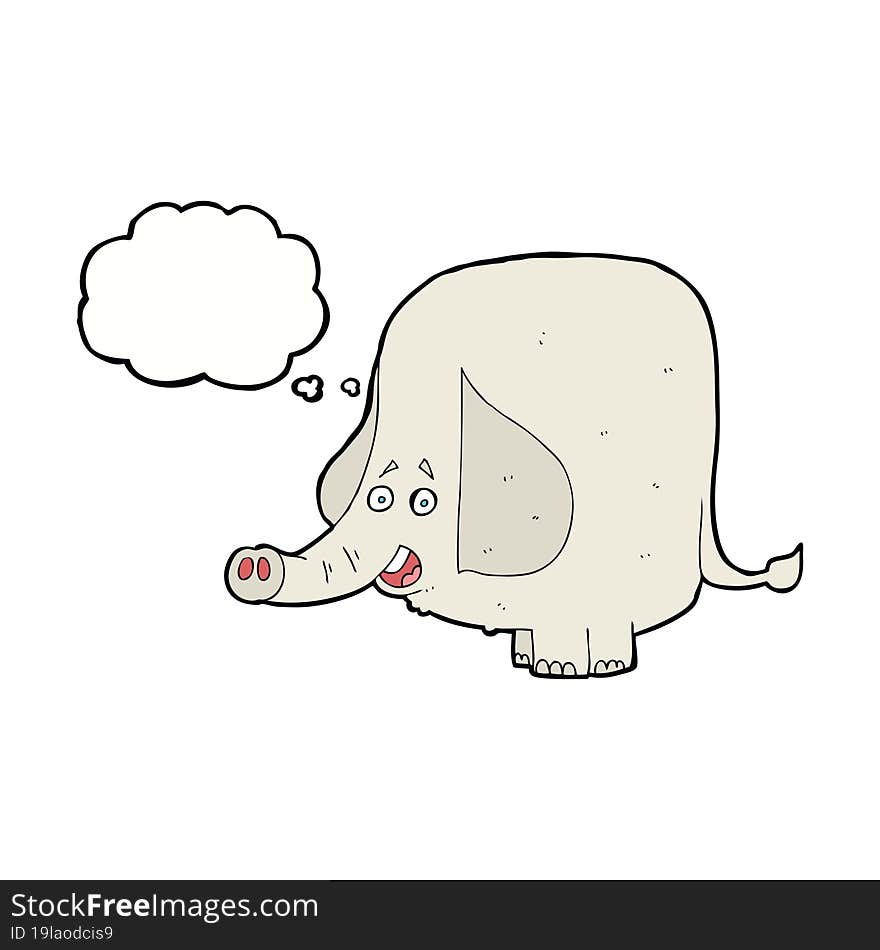 Cartoon Happy Elephant With Thought Bubble