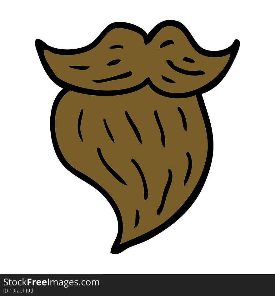 cartoon doodle mans facial brown beard