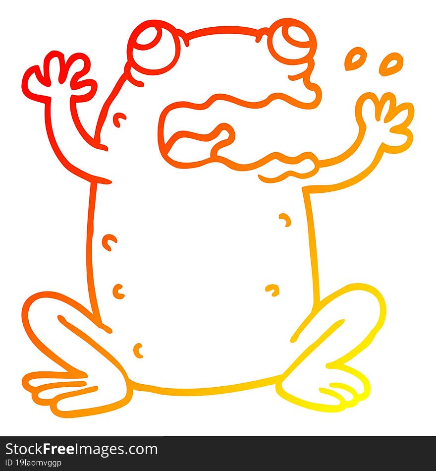 warm gradient line drawing of a cartoon crazy frog