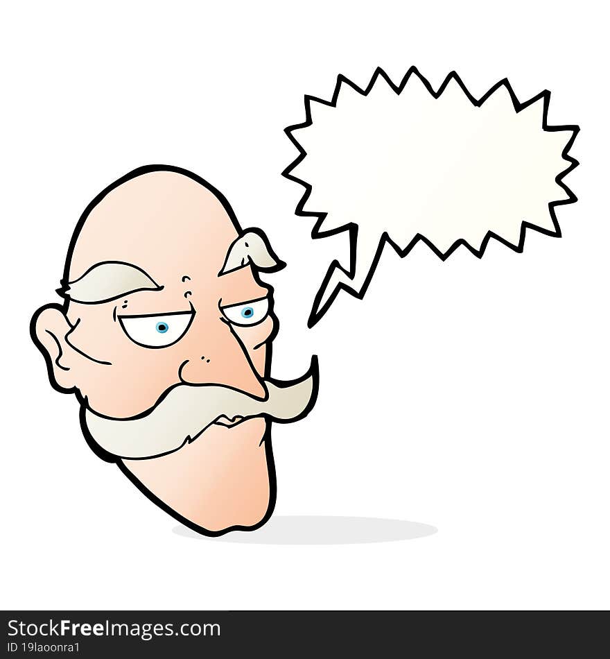 cartoon old man face with speech bubble