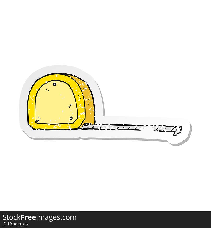 retro distressed sticker of a cartoon measuring tape