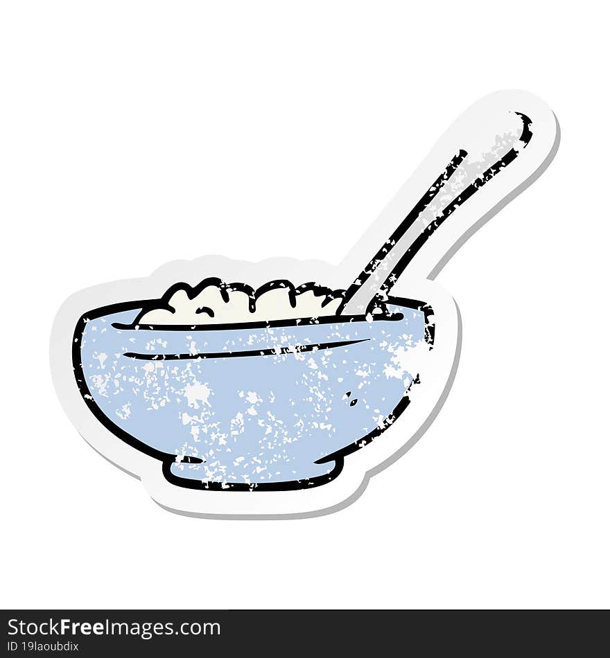 Distressed Sticker Of A Cartoon Bowl Of Rice