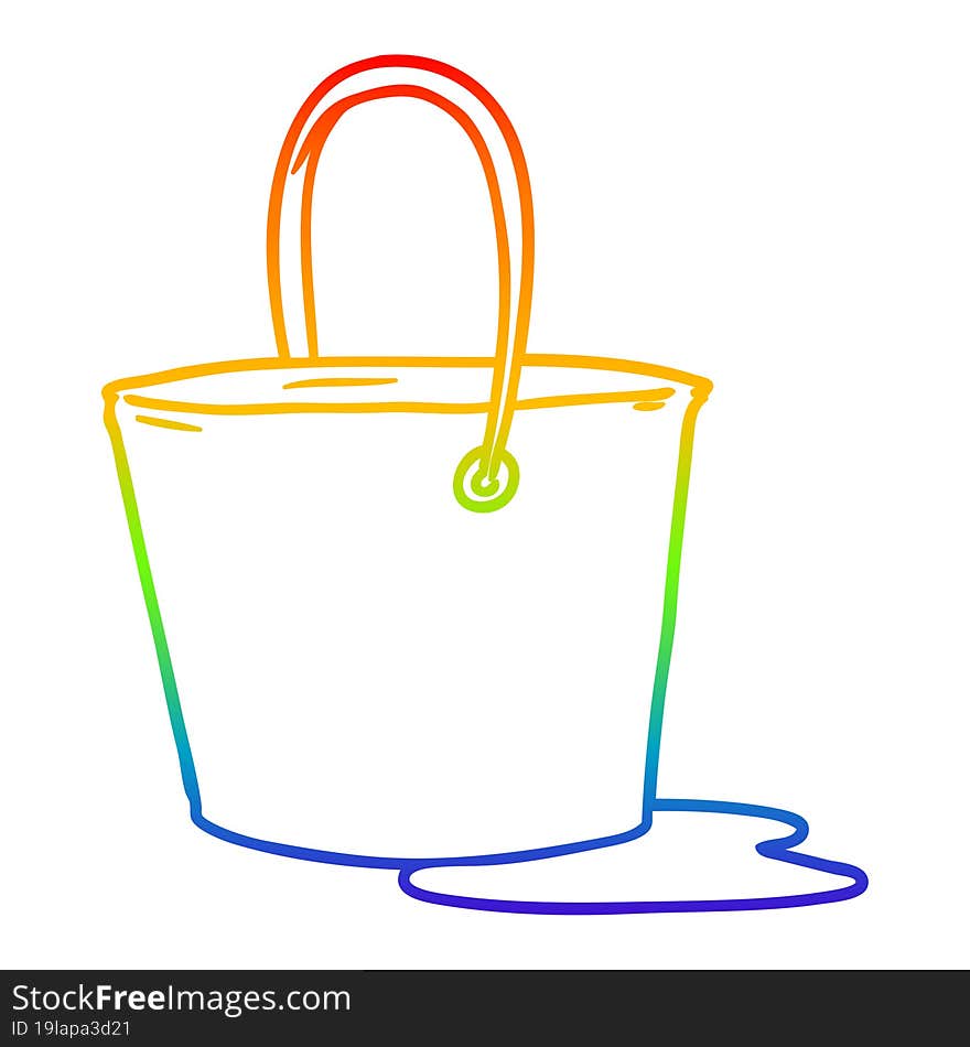 rainbow gradient line drawing cartoon bucket of water