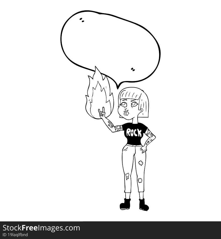 Speech Bubble Cartoon Rock Girl