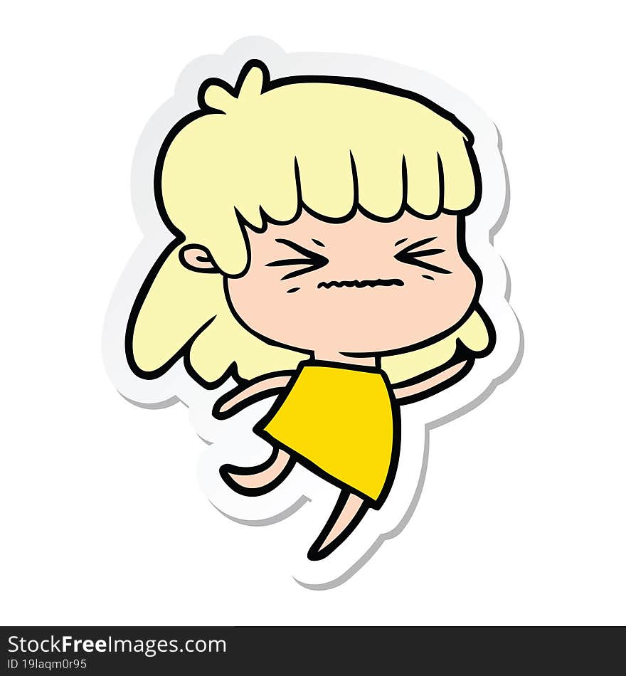 sticker of a cartoon woman