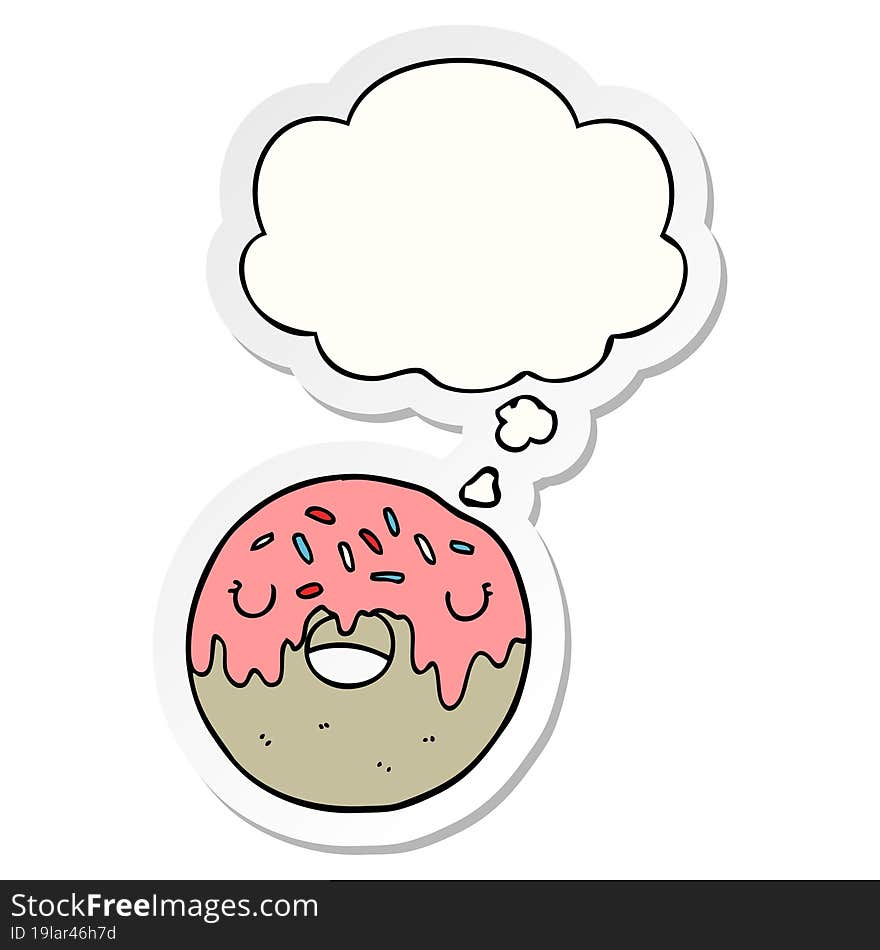 Cartoon Donut And Thought Bubble As A Printed Sticker