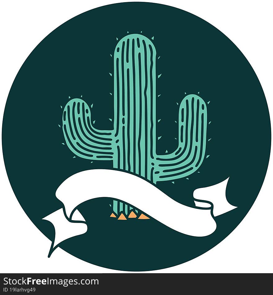 Icon With Banner Of A Cactus