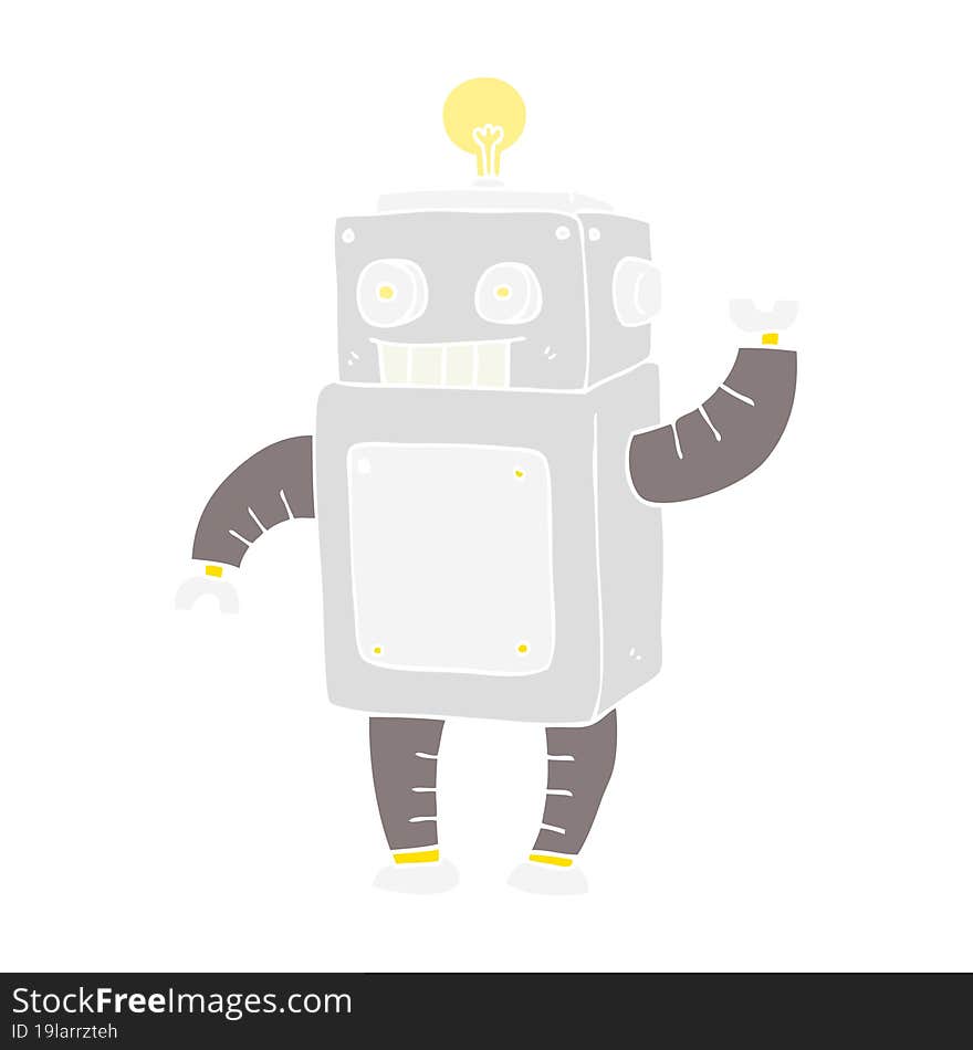 Flat Color Illustration Of A Cartoon Robot