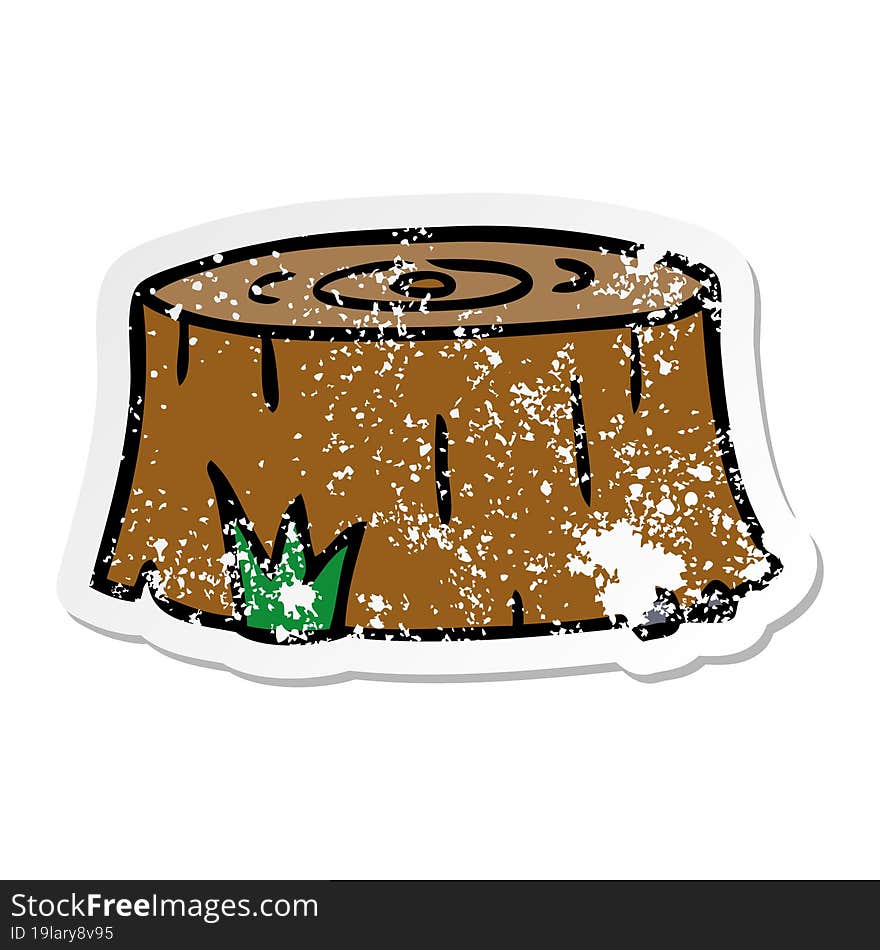 distressed sticker cartoon doodle of a tree log