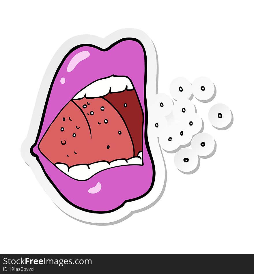 sticker of a cartoon sneezing mouth