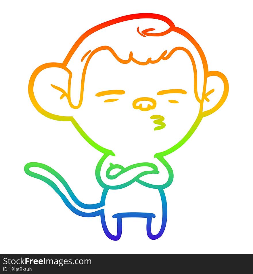 rainbow gradient line drawing cartoon suspicious monkey