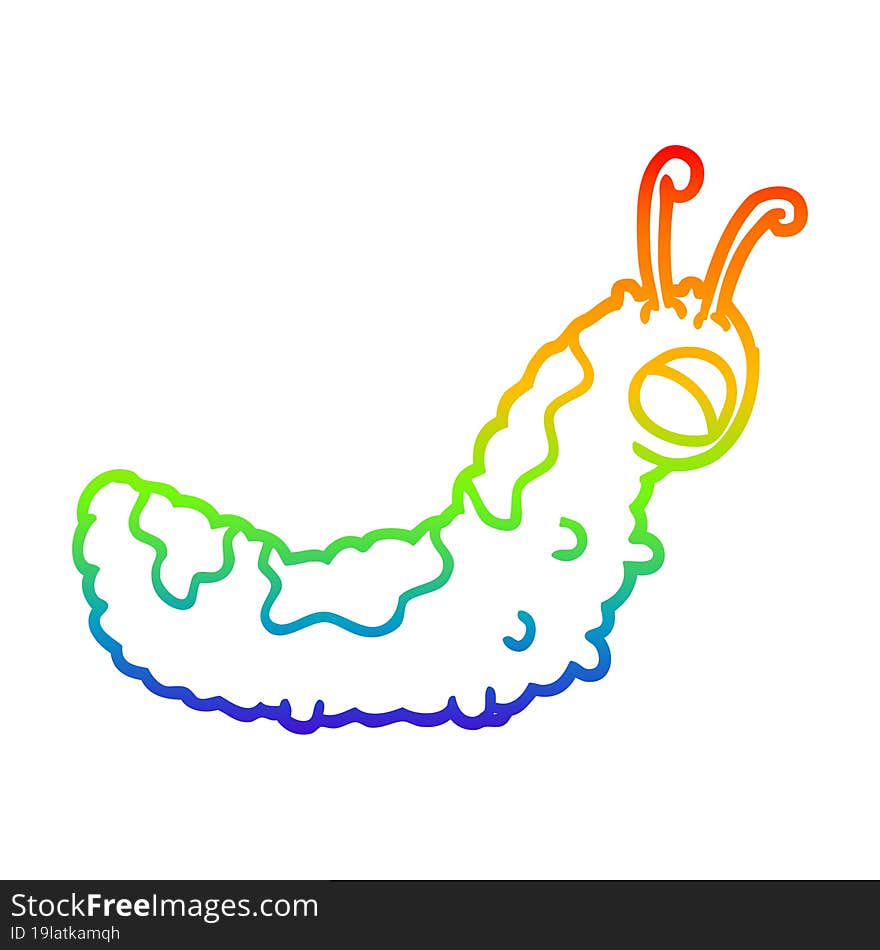 rainbow gradient line drawing funny cartoon caterpillar