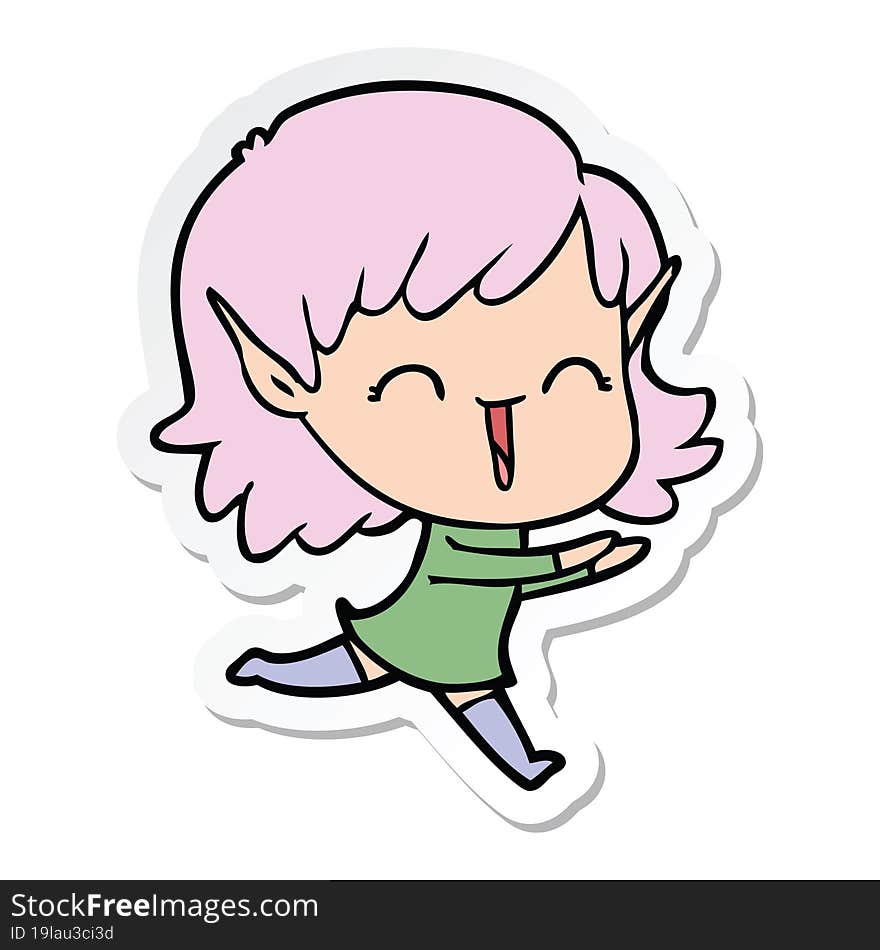 sticker of a cartoon elf girl