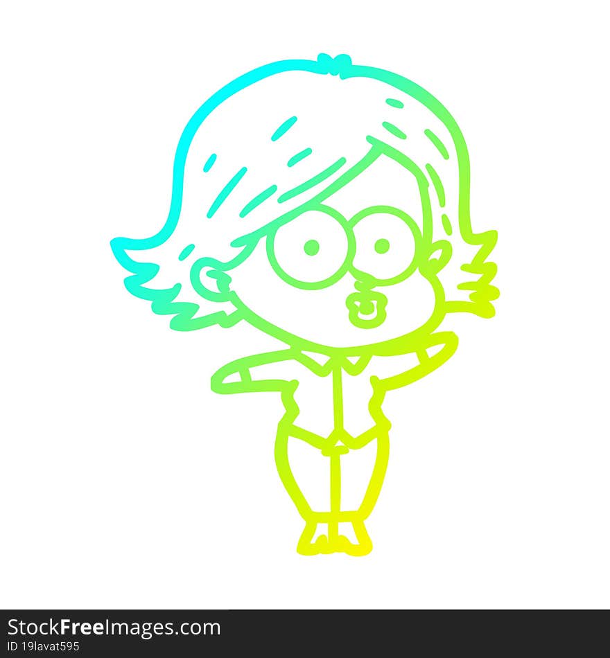 cold gradient line drawing cartoon girl pouting