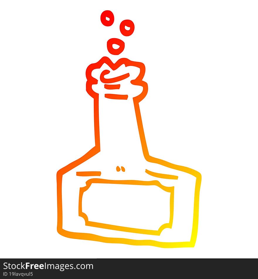 warm gradient line drawing cartoon bubbling bottle