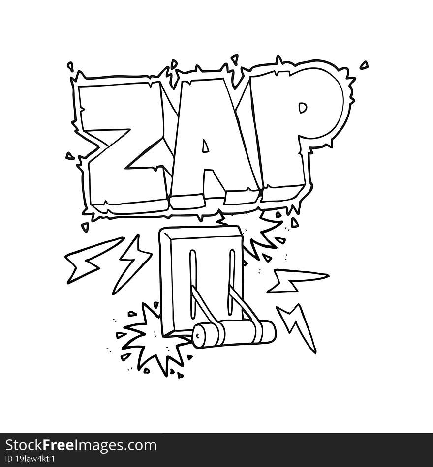 black and white cartoon electrical switch zapping