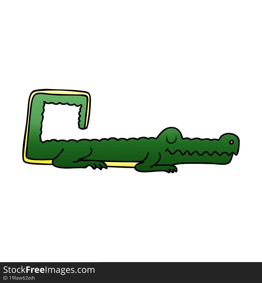 quirky gradient shaded cartoon crocodile