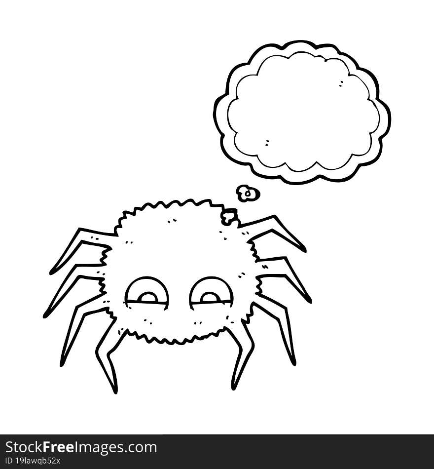 freehand drawn thought bubble cartoon spider