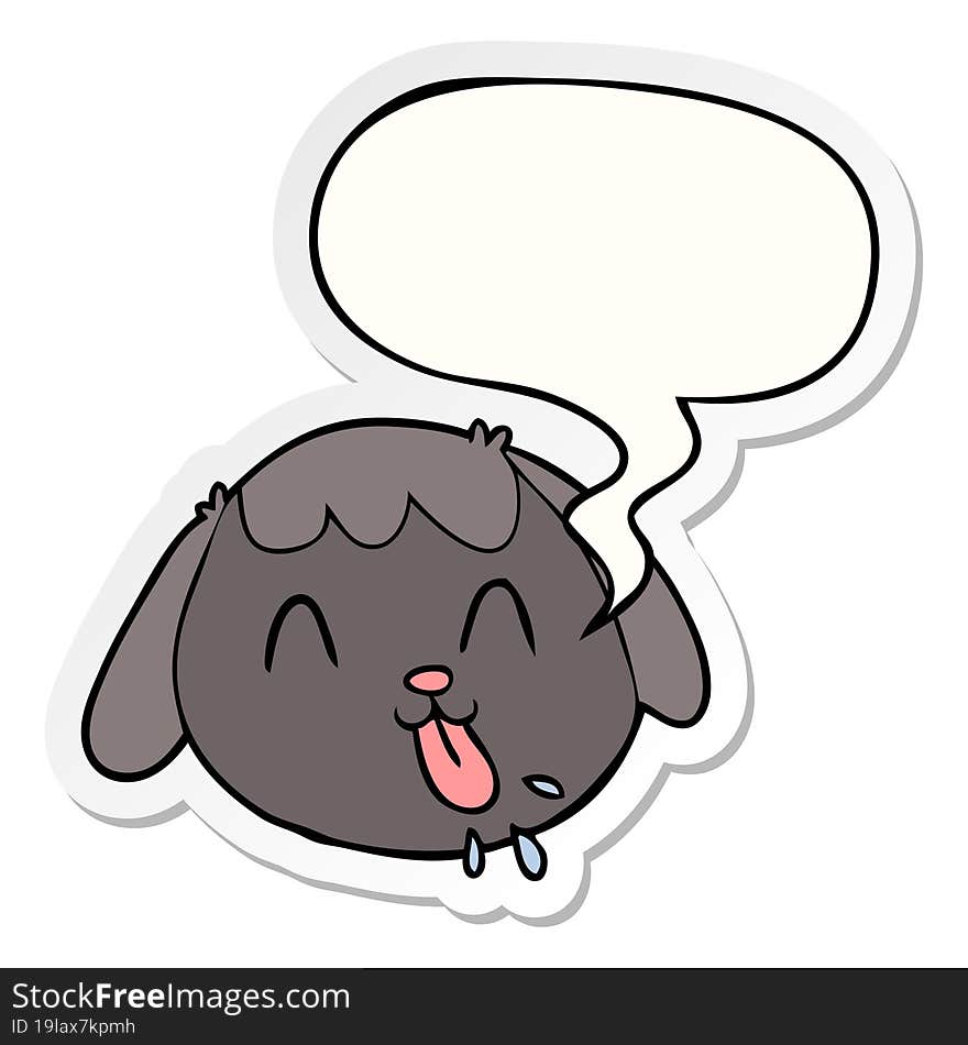 cartoon dog face and speech bubble sticker