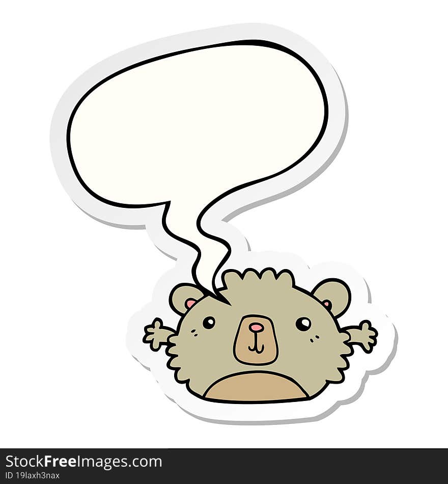 Funny Cartoon Bear And Speech Bubble Sticker