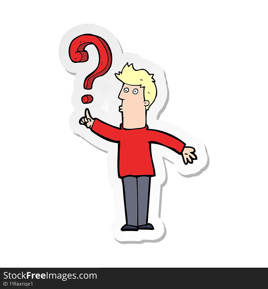 sticker of a cartoon man asking question