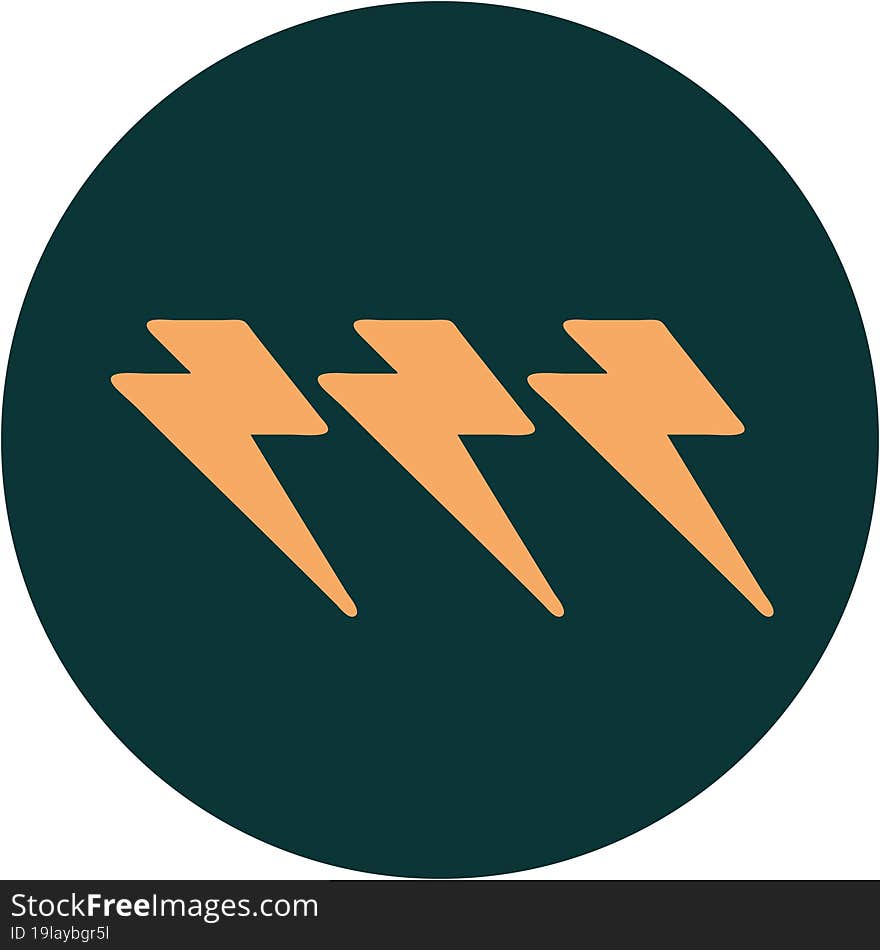 tattoo style icon of lightning  bolts