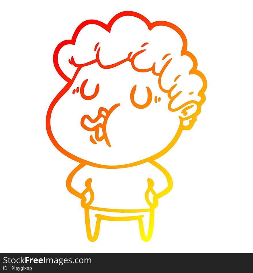 Warm Gradient Line Drawing Cartoon Man Singing