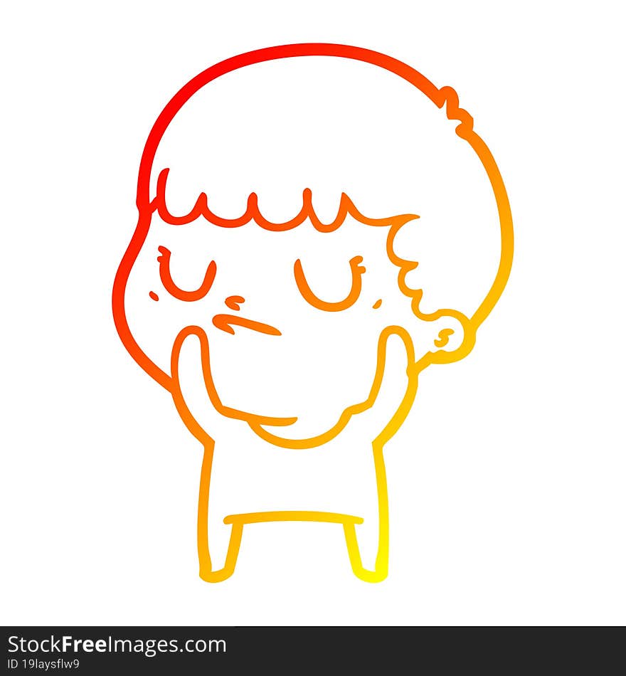 warm gradient line drawing cartoon grumpy boy