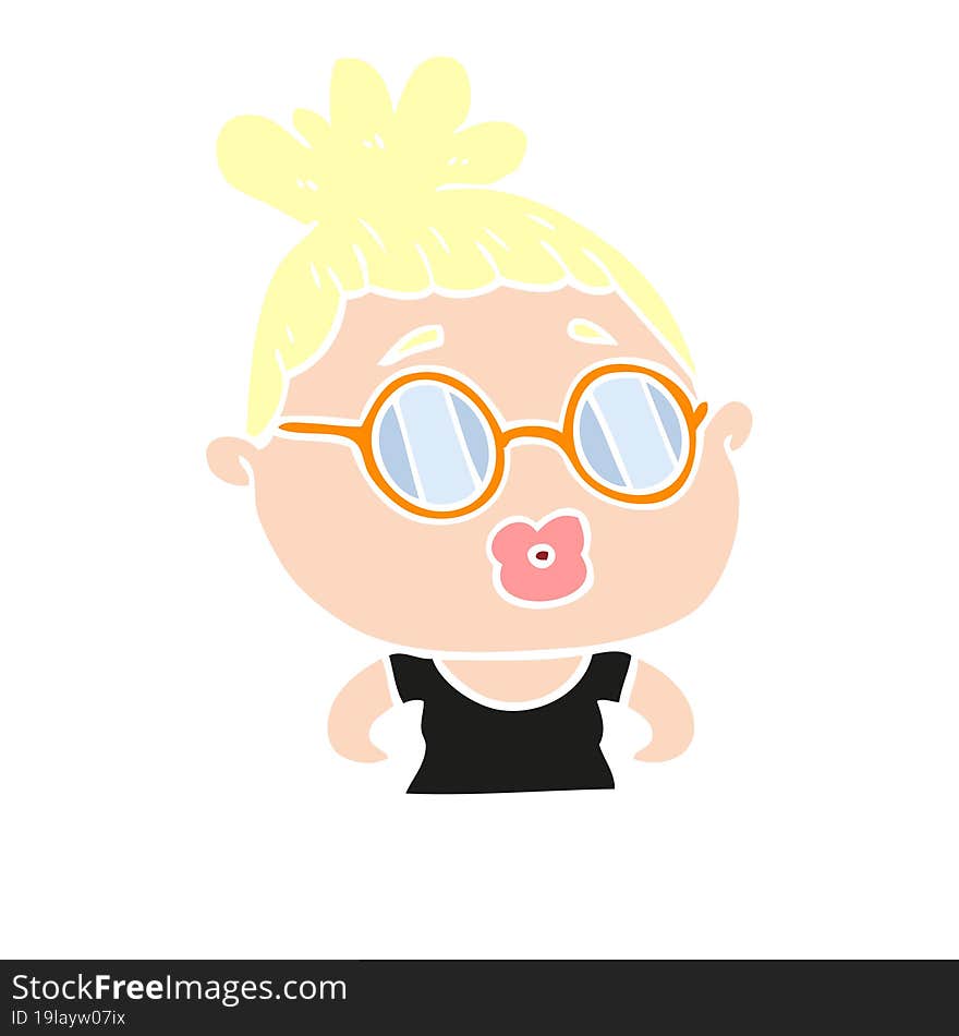 flat color style cartoon woman wearing spectacles