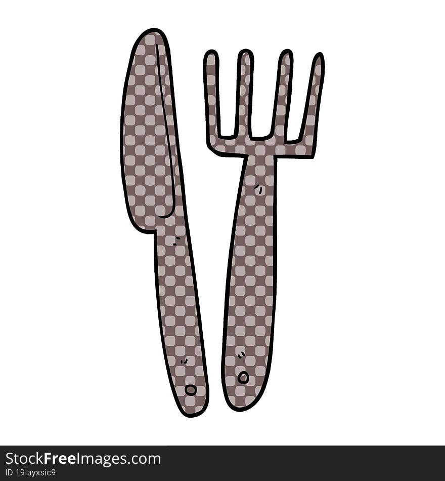 cartoon doodle knife and fork