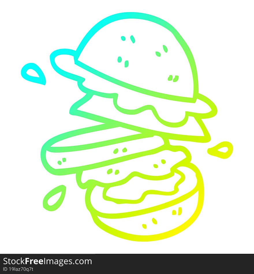 Cold Gradient Line Drawing Cartoon Burger