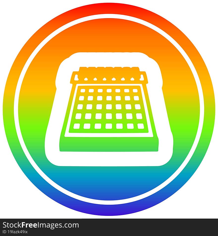 monthly calendar circular in rainbow spectrum