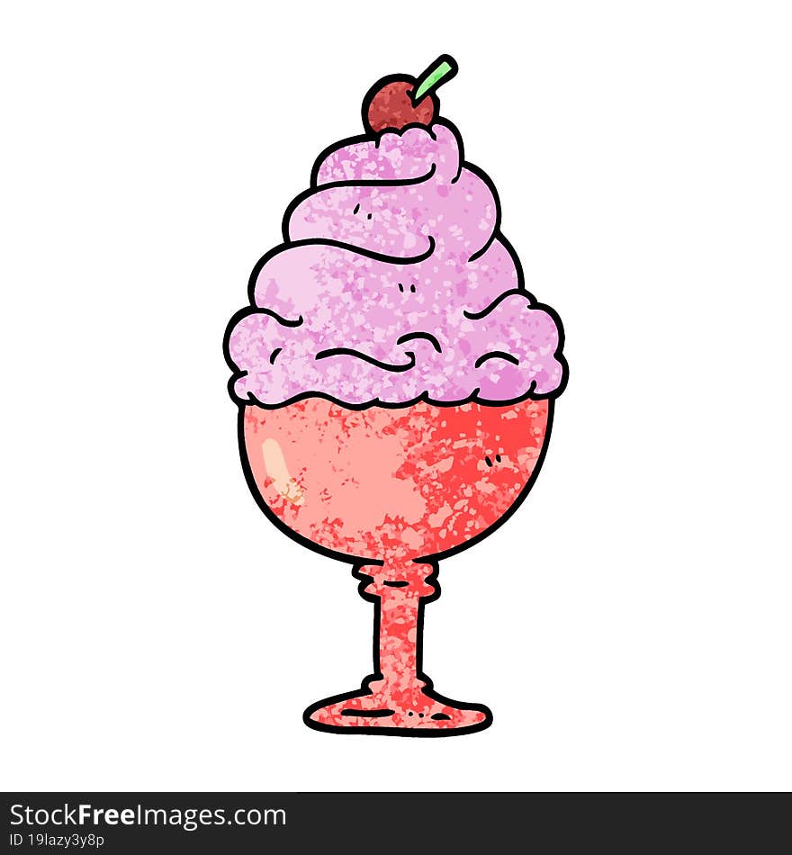 grunge textured illustration cartoon ice cream