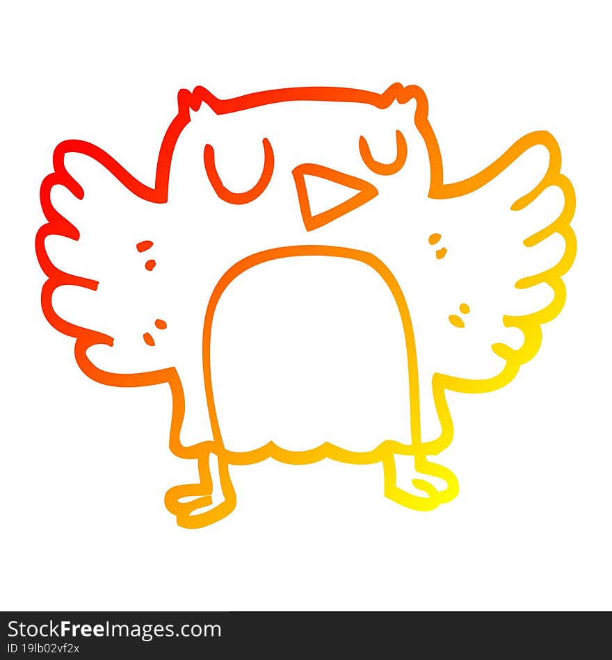 warm gradient line drawing of a cartoon owl