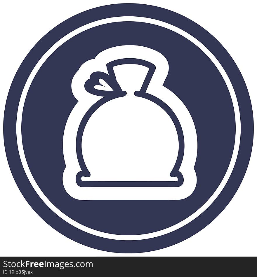 bulging sack circular icon symbol