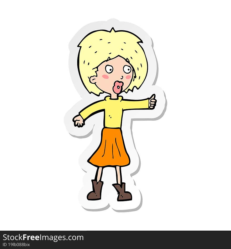 sticker of a cartoon woman