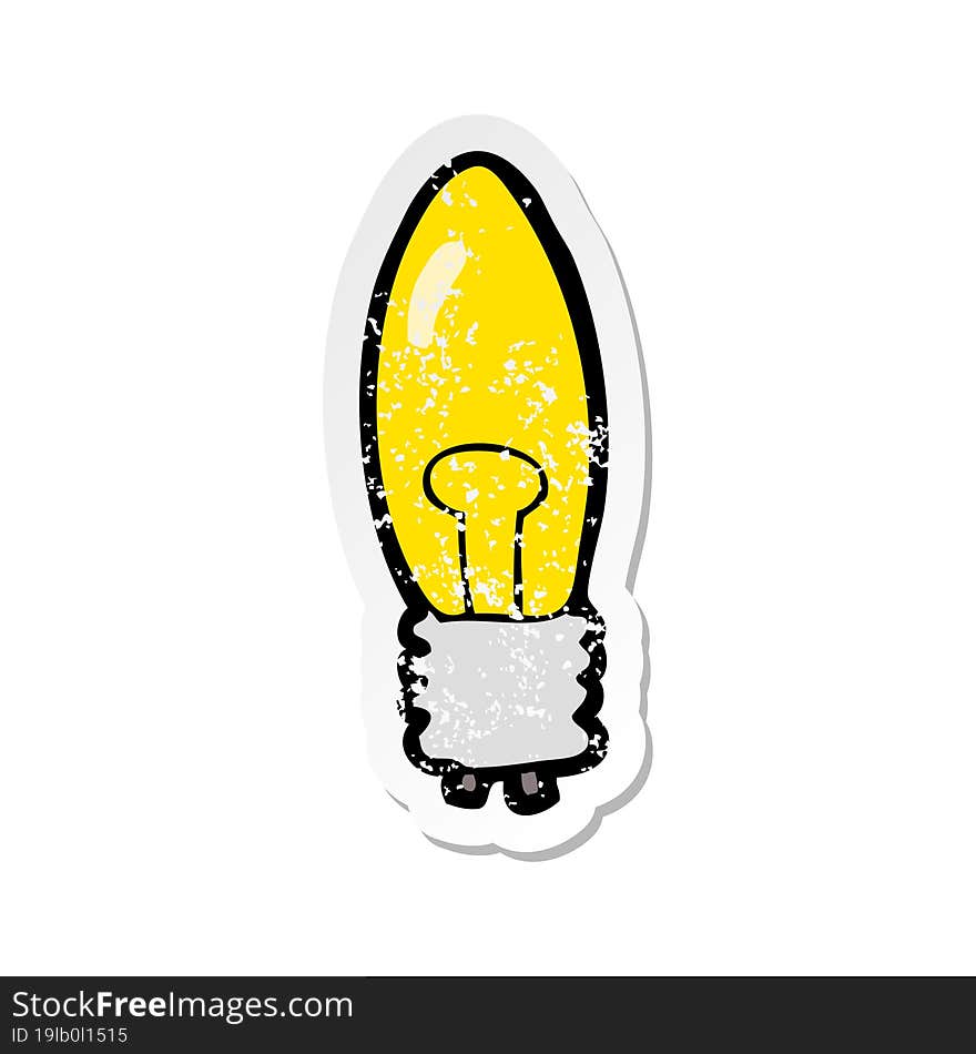 retro distressed sticker of a cartoon electric light bulb