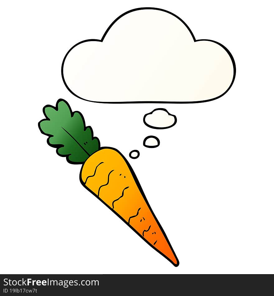 cartoon carrot and thought bubble in smooth gradient style