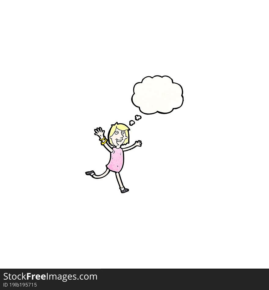 Excited Cartoon Woman Running