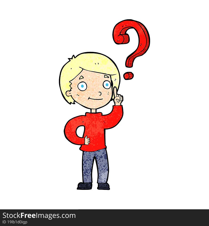 Cartoon Boy Asking Question