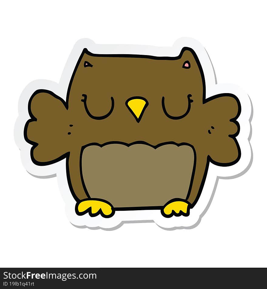 sticker of a cute cartoon owl