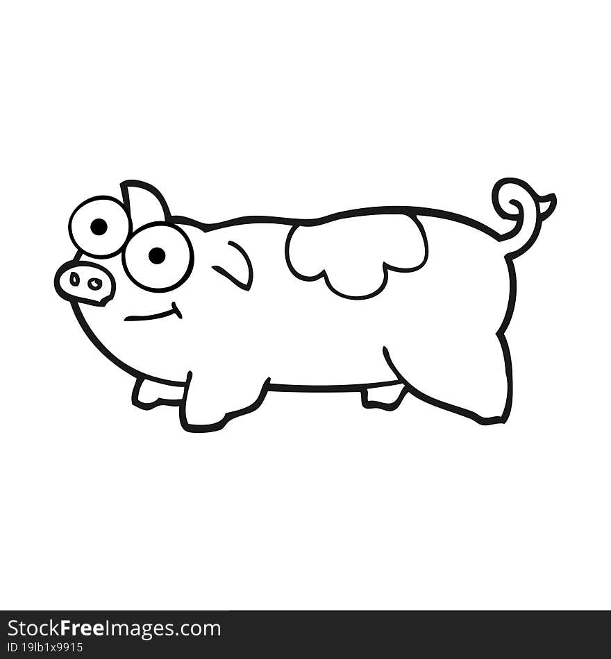 black and white cartoon pig