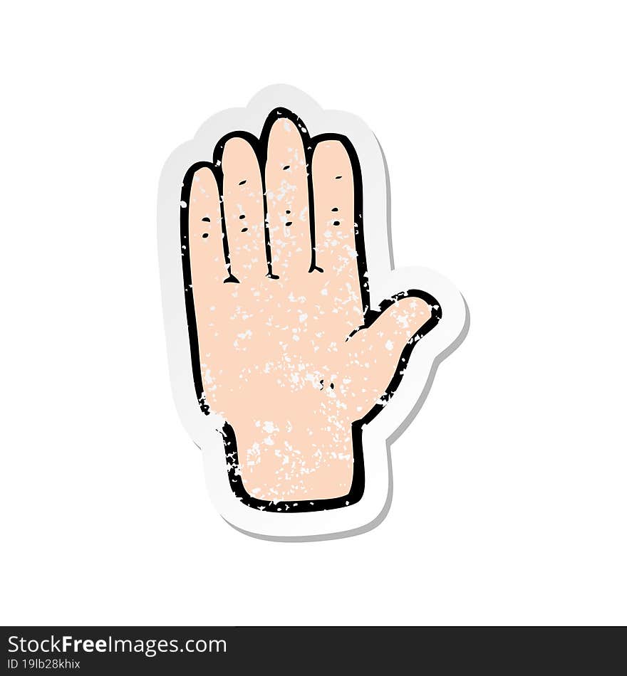 retro distressed sticker of a cartoon open hand